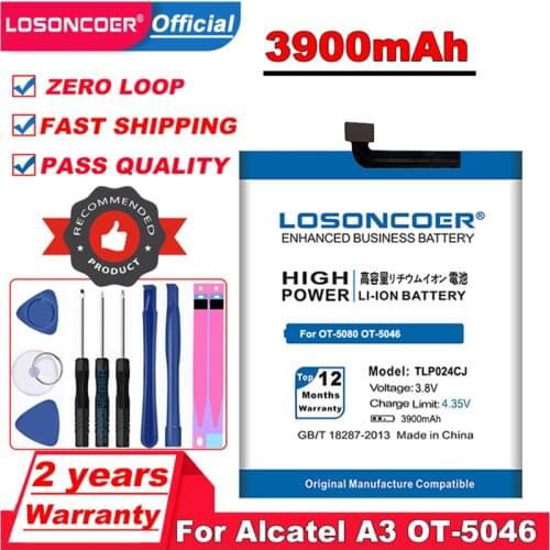 TLP024C1 TLP024CJ TLP024CC 3900mAh Battery For Alcatel A3 OT-5046/Shine Lite OT-5080 5080X OT-5046D OT-5046Y 5046D 5046Y Battery