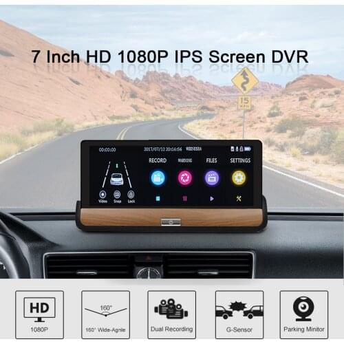 TOPSOURCE Car DVR Dual Lens Camera Registrator 7 Inch IPS screen HD 1080P Car Recorder Dash Camera Night Vision With rear camera