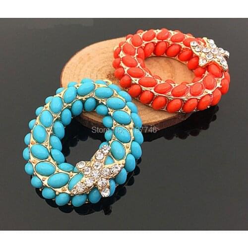 Large Blue Red Rhinestone Star Garland Charm Pendant Fashion Zinc Alloy Metal Pendant Free Shipping 38x45mm 10pcs