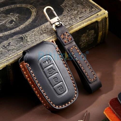 Genuine Leather Car Key Case For Kia K5 Sportage R Sorento Key Cover Holder Car Styling Accessories Keychain Keyring