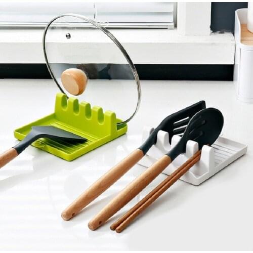 Kitchen Fork Spoon Holders Kitchen Organizer Spatula Rack Shelf Pot Clips Plastic Hot Cooking Utensil Rest Kitchen Accessories
