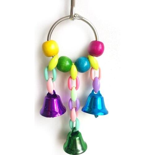 Home Simple Bell Chain Parrot Toy Log Color Grass Woven Rattan Ball Bell Gnawing Strings Pet Play Hanging Bells Christmas Decor