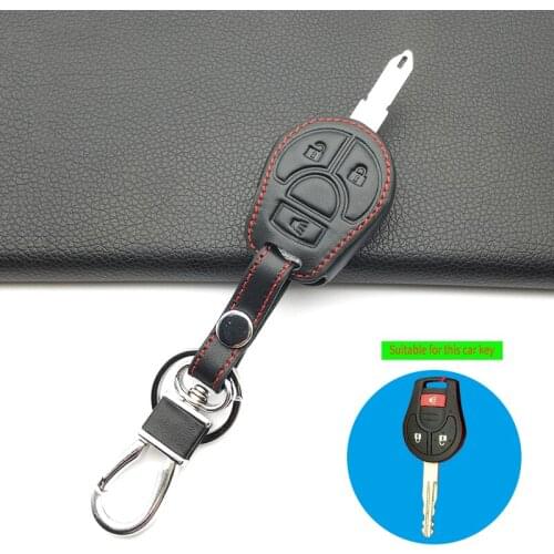 Leather Key Case Cover for Nissan March Tiida Altima Armada Cube Juke Maxima Pathfinder Rogue Sentra Versa micra 3 /4 Buttons