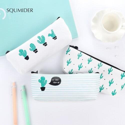 Creative Cute Pencil Case Large Capacity Bag Canvas Zipper Bag for Student School Stationery Supplies
