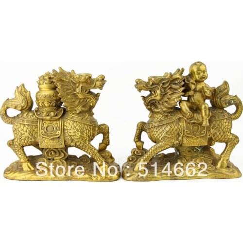 Brass Pair CHILIN Sculptures Feng Shui / CHILIN STATUES