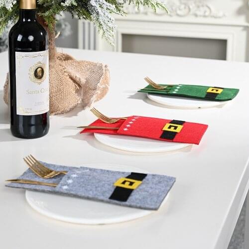 Best-selling Christmas Ornament Belt Cutlery Non-woven Cutlery Set Family Dinner Table Decoration Cutlery Set Bag decora navidad