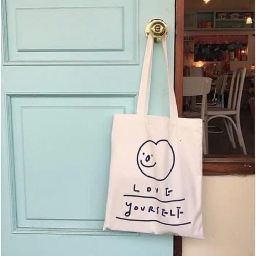 Stick Figure Cute Cartoon Women Canvas Cotton Cloth Ladies Eco Reusable Shopping Shoulder Bags Female Large Casual Tote Handbags