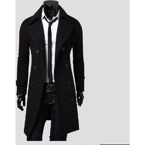Men Jacket Warm Winter Trench Coat Long Outwear Button Overcoat Male Casual Windbreaker Overcoat Jackets coats Wool Blends