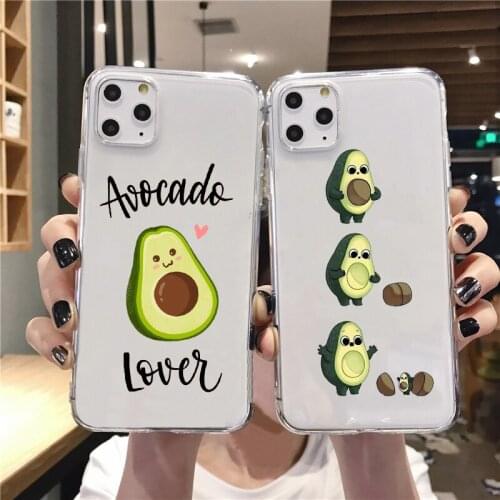 Cartoon cute Avocado Cute TPU soft Phone Case for iPhone 12MINI 8 7 6S Plus 12pro max SE XR X XS MAX 11 PRO MAX SE Coque