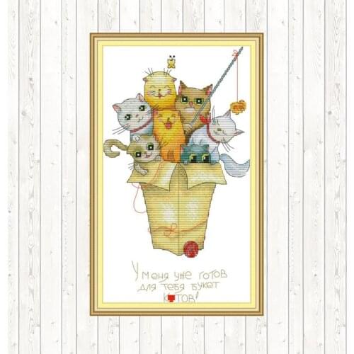 Photo of The Cats DIY Handmade Needlework Counted Cross Stitch Embroidery Kit 14ct 11ct Count Kits Printed Wall Home Decor