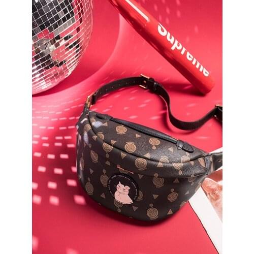 Chest bag female waist bag 2020 new cat print fashion shoulder bag handbag all-match original design high quality messenger bag