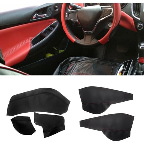 Microfiber Leather Door Armrest Cover For Chevrolet Cruze 2015 2016 Car Door Center Control Dashboard Panel Skin Cover Trim