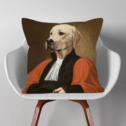 Animal Portrait Dog Cosplay Cushion Cover Cartoon Painting Home Decor Throw Pillow Case 45X45cm Living Room Decoration
