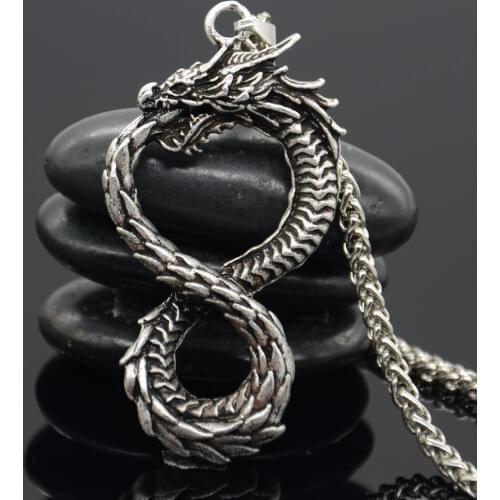 Nostalgia Fashion Goth Infinity Ouroboros Norse Dragon Necklace Pendant Gothic Accessories Amulet Viking Runes Jewelry Neclaces