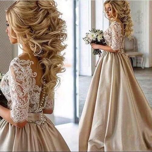 New Arrival Luxury Wedding Party Lace Dresse Formal Pattern Vestido De Noiva Plus Party Gown Prom Robe De Soiree Half Sleeves