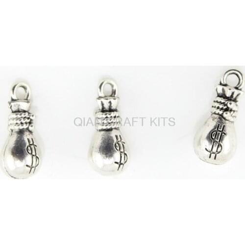 100pcs purse antique silver treasure zinc alloy pendant, charm, drops for diy 16X7mm 3d little purse money bag charms