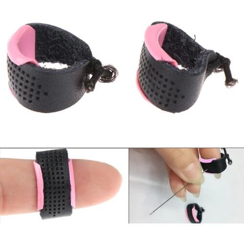 Adjustable Leather Thimble Patchwork Finger Protector Needlework Sewing Helper