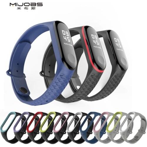 Mijobs double colorful Mi Band 3 Strap Aurora Silicone Sports Strap for Xiaomi Mi Band 3 my band 3 accessories miband strap