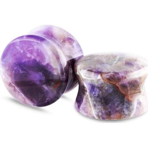 JUNLOWPY Wholesale Stone Ear Plugs Double Flare Saddle Ear Stretching Gauges Expanders Body Jewelry Piercing Earrings Mix 6-16mm