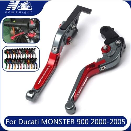 With Logo Motorcycle CNC Folding Extendable Adjustable Clutch Brake Levers For Ducati MONSTER 900 M 900 2000-2005 2004 2003 2002