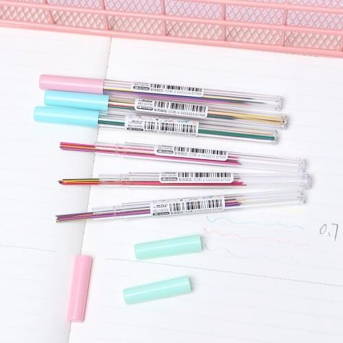 3 Tubes(15Pcs/Tube)0.5/0.7mm Colorful Pencil Refills Mechanical Pencil Lead Art Sketch Drawing Erasable Replacement Refills