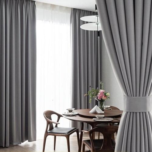 High Shading Thermal Insulated Blackout Curtains for Living Room Bedroom Black Grey Simple Thick Window Curtain Treatment