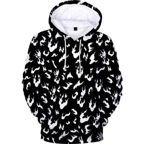 White fire and black fire 3d hoodie sweatshirt women and men kpop steetwear autumn Harajuku sweatshirts women Jacket clothes