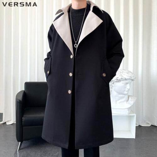 VERSMA Japanese Vintage Oversized Mens Windbreaker Jackets Autumn Long British Overcoat Men Detective Trench Coat Dropshipping