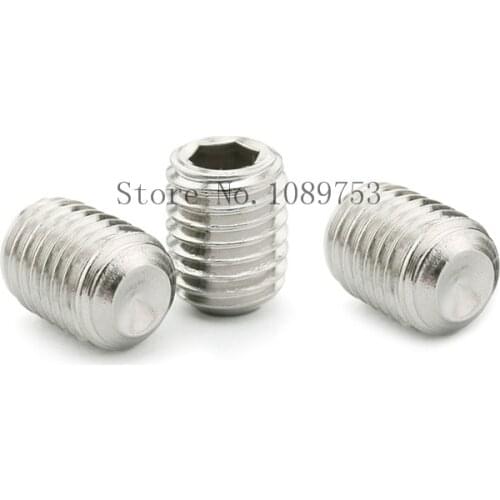 50Pcs M2.5 M3 M4 M5 304 Stainless Steel Metric Thread Grub Screws Flat Point Hexagon Socket Set Screws Headless