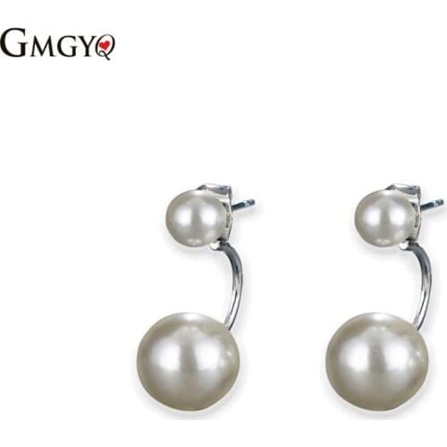 Aretes De Mujer Modernos 2018 The New Natural Pearl Earrings Jewelry For Women Jewelry Pearl Earrings Wedding Double Oblate