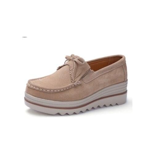 New Autumn women flats shoes platform sneakers shoes leather suede casual shoes slip on flats heels creepers moccasins