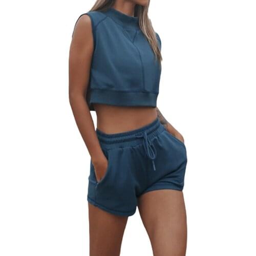 2021 Fashion Women Summer Outfit 2 Piece Set Casual Sport Suit Sleeveless Vest Tank Top+High Waist Shorts Streetwear Tracksuit