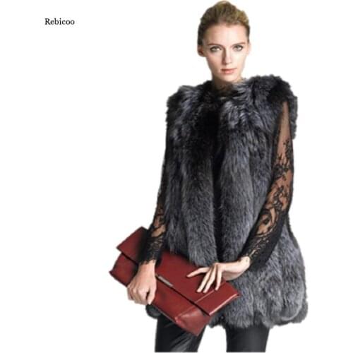 Winter Women Coat Sleeveless Faux Fox Fur Vest Elegant Fashion Street Wear Jacket Slim Fit Woman Furry Coat New Plus Size 6Xl