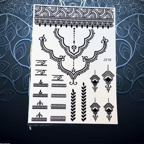 1PC Black Ink Henna Flash Tattoo Necklace Fake Jewel Tattoo Flower Bracelet Waterproof Temporary Tattoo Arm Hand Stickers PBJ216