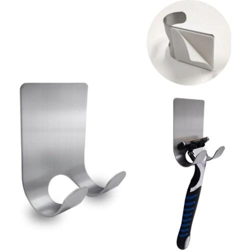 2pcs Stainless Steel Bathroom Shaver Holder Stick on Storage Rack for Razor Shower Ball Hanger Wall Hook Bathroom Accessories