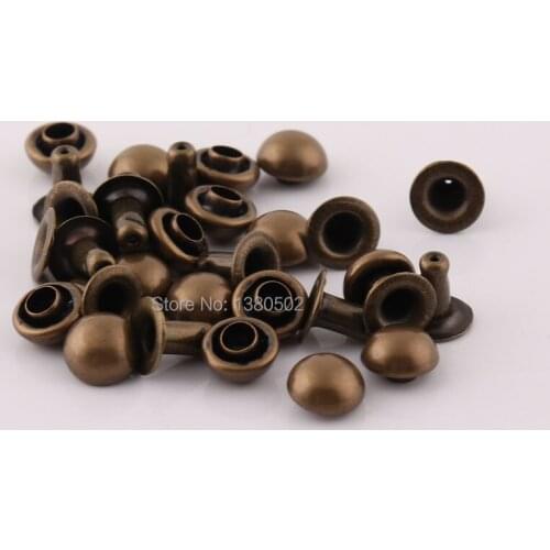 200sets 6*6mm Round Double Cap Rivet Spikes Studs Screw Rivets For Shoes Bag Belt