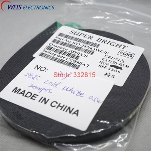 2000PCS 2835 COLD WHITE LED 0.5W 50-55lm 2.8*3.5mm coold white Light beads Free shipping