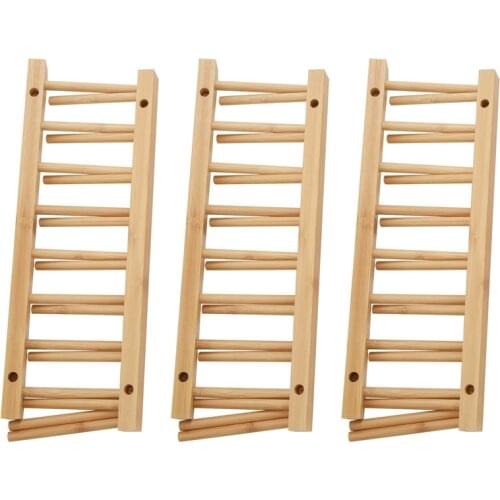 3 Pack Bamboo Wooden Dish Rack - Plate Rack Stand Pot Lid Holder, Kitchen Cabinet Organizer For Bowl, Cup, Cutting Board And Mor