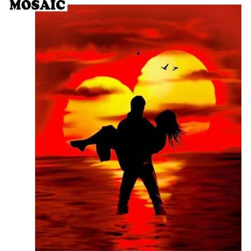 Heart Diamond Painting lover scenery Full Square round Diamond Mosaic Cross Stitch Diamond Embroidery New Arrival