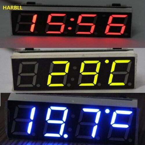 HARBLL 12V 24V Car Auto Digital Led Electronic Time Clock + Thermometer + Voltmeter Three Colors