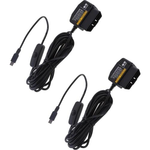 2Pieces Premium 3.5Meters 12 24V to 5V/2.1A Car Dash Cam Hardwire Adapter Step Down Module DVR GPS OBD Buck Cables