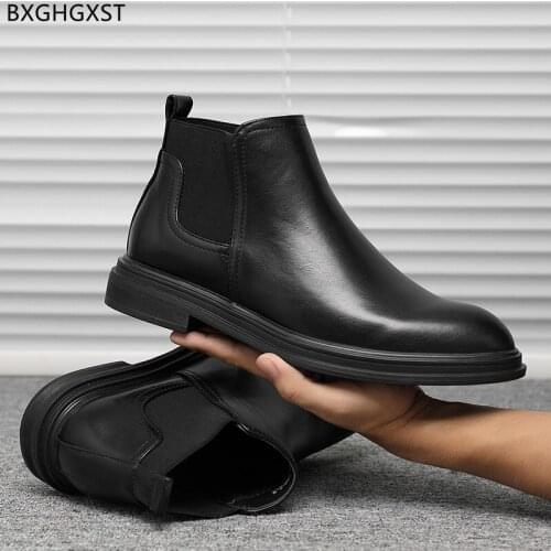 Brown Ankle Boots for Men Male Designer Shoes Man Chelsea Boots Men Casual Shoes Black Leather Boots for Man 2021 Zapatos Hombre