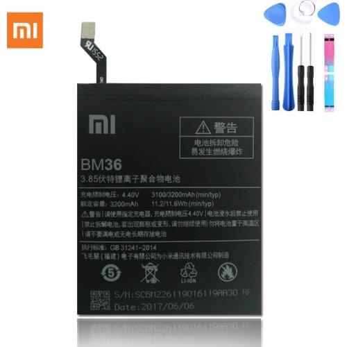 For Xiaomi Mi 5S MI5S 100% New Authentic Phone Battery 3200mAh+tools Original Xiaomi Replacement Battery BM36