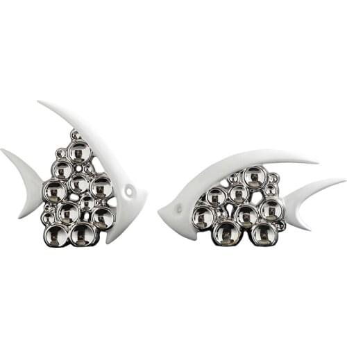 European Ceramic Silver Plated Snail Fish Butterfly Figurines Home Furnishing Decoration Crafts Club Table Sculpture Accessories