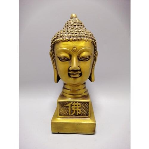 Chinese Collect Brass Sculpture Buddha Head Metal Crafts Home Decoration#2