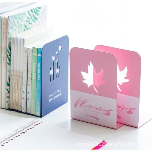 2PC Iron Book Stand Large Book Holder Thickened Creative Book Block Bookshelf Cute Pattern Book Stand