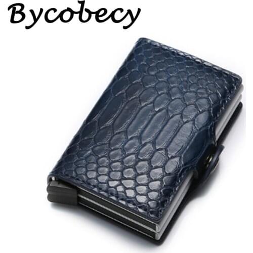 Bycobecy Rfid Credit Card Holder Pop Up Wallet Men Aluminum Metal Purses Card Protector Bag Travel Minimalist Wallet Portemonnee