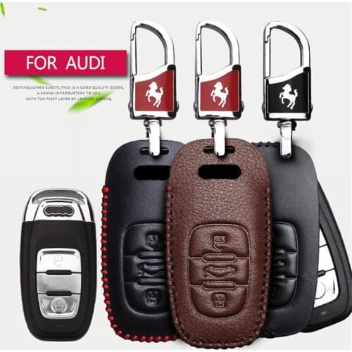 Leather Car Key Case Cover For Audi Q8 A8 A1 A3 BP 8V 8L A4 B5 B6 B7 B8 B9 A5 A6 C7 C5 C6 A4L A7 S5 Q2 Q3 Q5 Q7 TT Accessories