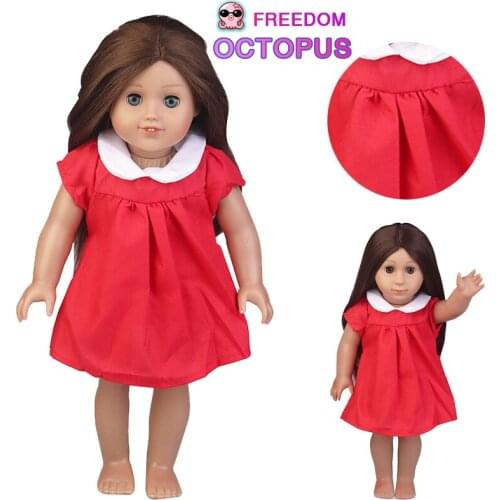 Red Dress Fit For 18 Inches American Dolls Skirt Beach Dress Fit 43cm Baby Girl&DIY Dolls Best Gift