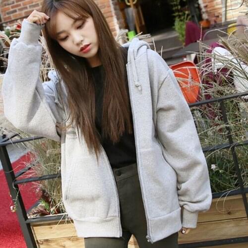 Fashion Autumn Warm Jacket Female Outwear Sweatshirt Coat Plus Size Casual Thin Windbreaker Womens Basic Hooded Jacket